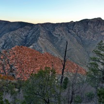Hunter Peak at sunrise seen from the ascent to Guadalupe Peak
